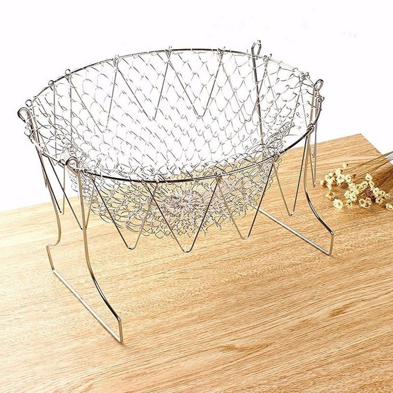 Multipurpose Foldable Stainless Steel Fry Basket